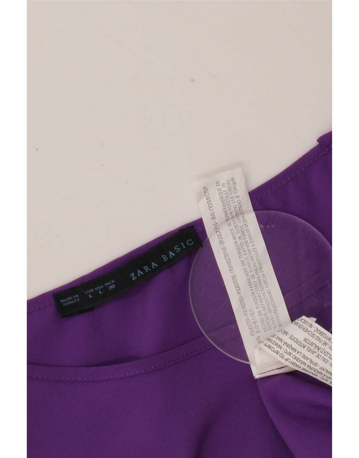 Zara Womens Top 3/4 Sleeve UK 16 Large Purple Polyester