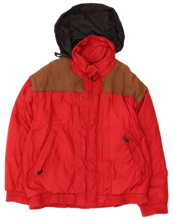 Daniel Hechter Mens Padded Jacket IT 52 XL Red Colourblock Polyamide