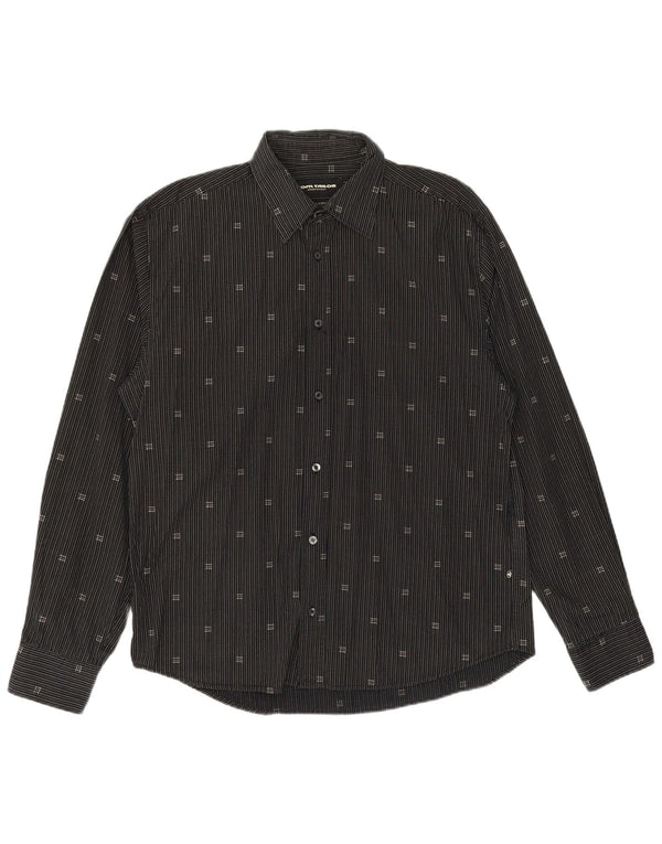 TOM TAILOR Mens Shirt XL Black Pinstripe Cotton