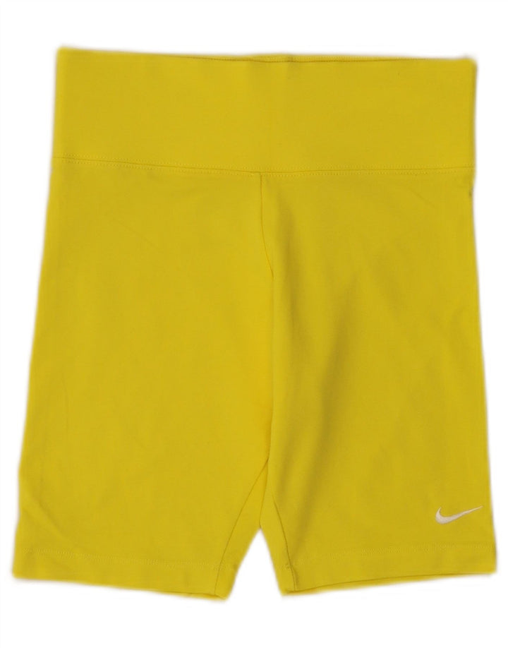 Nike Womens Sport Shorts UK 8 Small Yellow Cotton