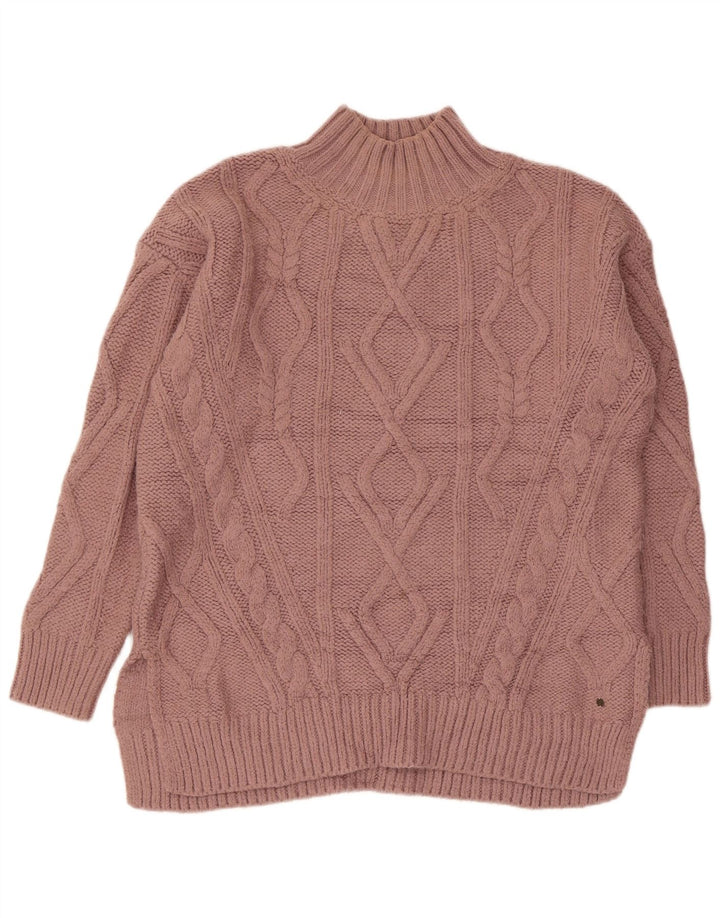 Fat Face Womens Oversized Turtle Neck Jumper Sweater UK 10 Small Pink