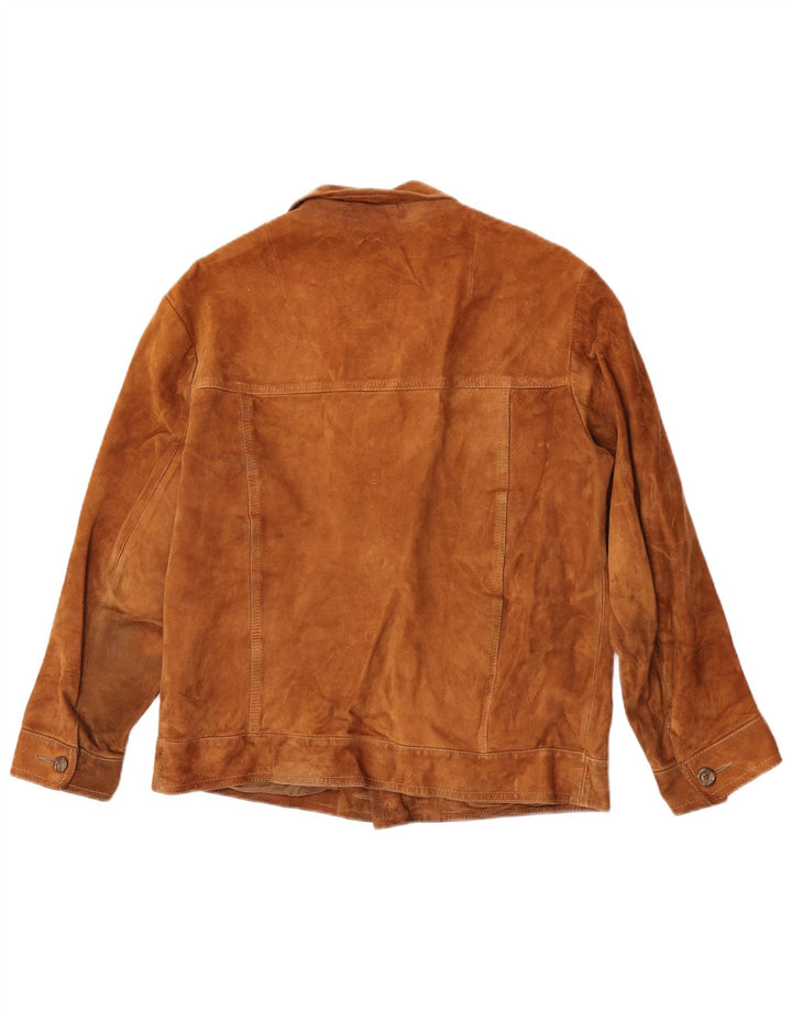 Vintage Mens Suede Jacket IT 50 Large Brown
