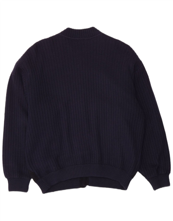 Life Line Mens Cardigan Sweater Large Navy Blue