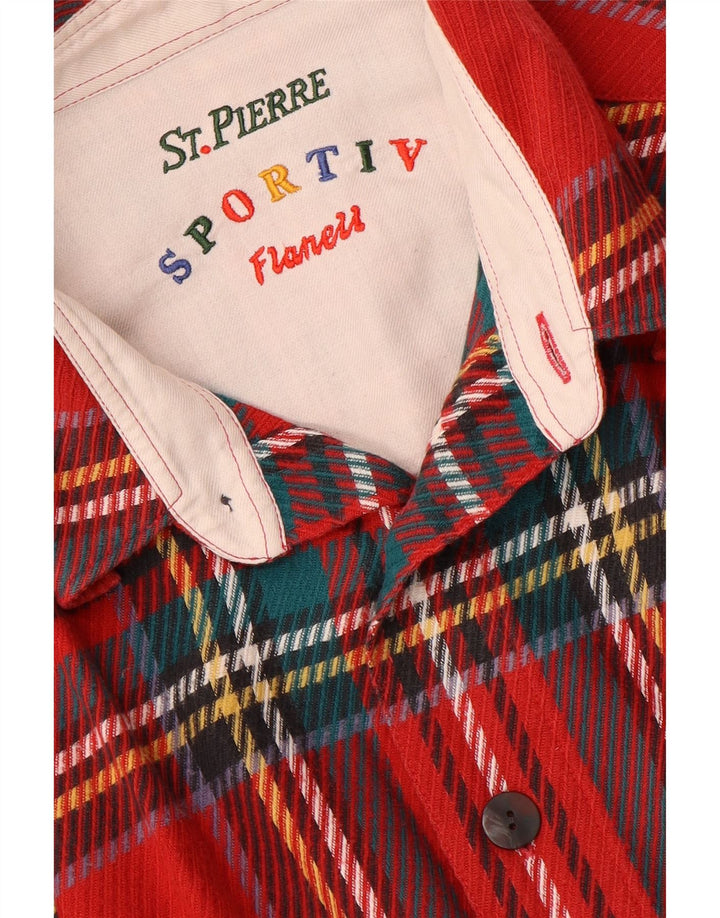 VINTAGE Mens Flannel Shirt Large Red Plaid