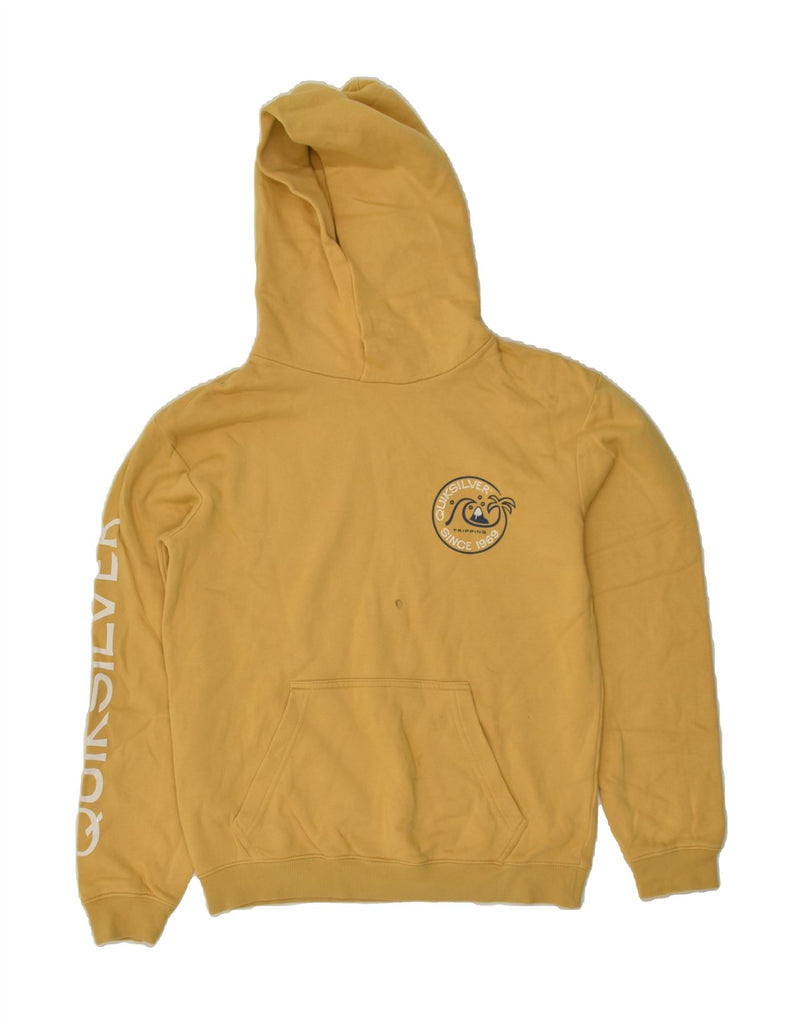 QUIKSILVER Womens Graphic Hoodie Jumper UK 16 Large Yellow Cotton | Vintage Quiksilver | Thrift | Second-Hand Quiksilver | Used Clothing | Messina Hembry 