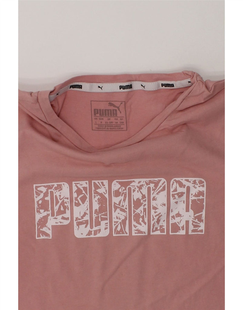 PUMA Girls Graphic T-Shirt Top 11-12 Years  Pink Cotton | Vintage Puma | Thrift | Second-Hand Puma | Used Clothing | Messina Hembry 