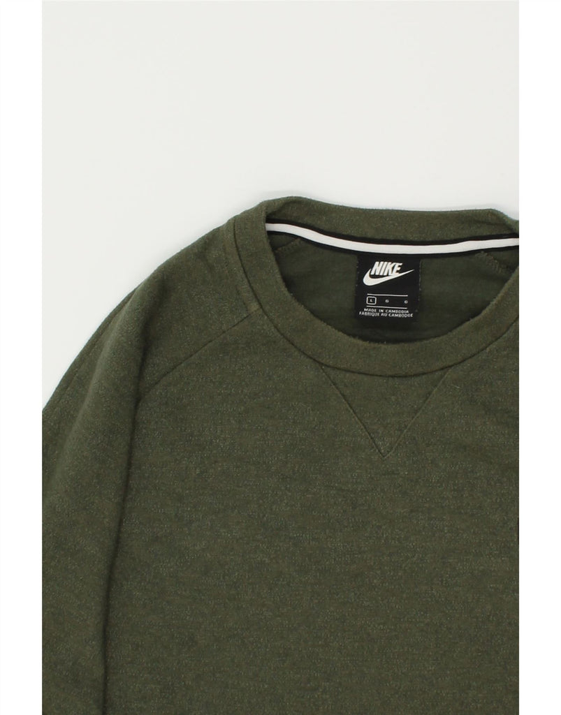 NIKE Mens Sweatshirt Jumper Large Khaki Cotton | Vintage Nike | Thrift | Second-Hand Nike | Used Clothing | Messina Hembry 