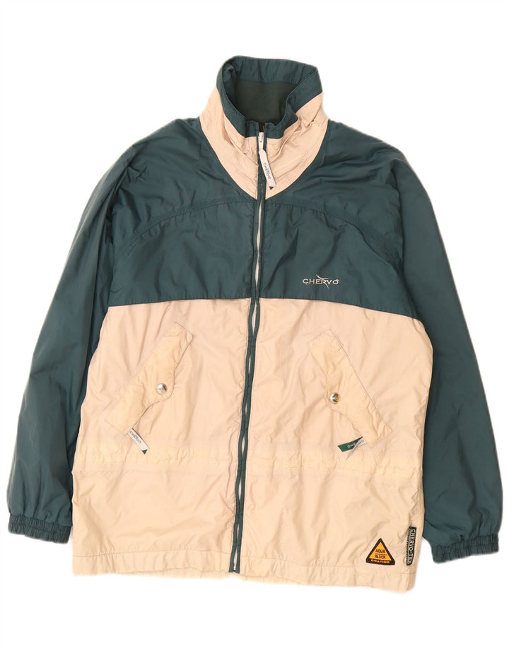 Chervo Mens Graphic Windbreaker Jacket UK 36 Small Green Colourblock