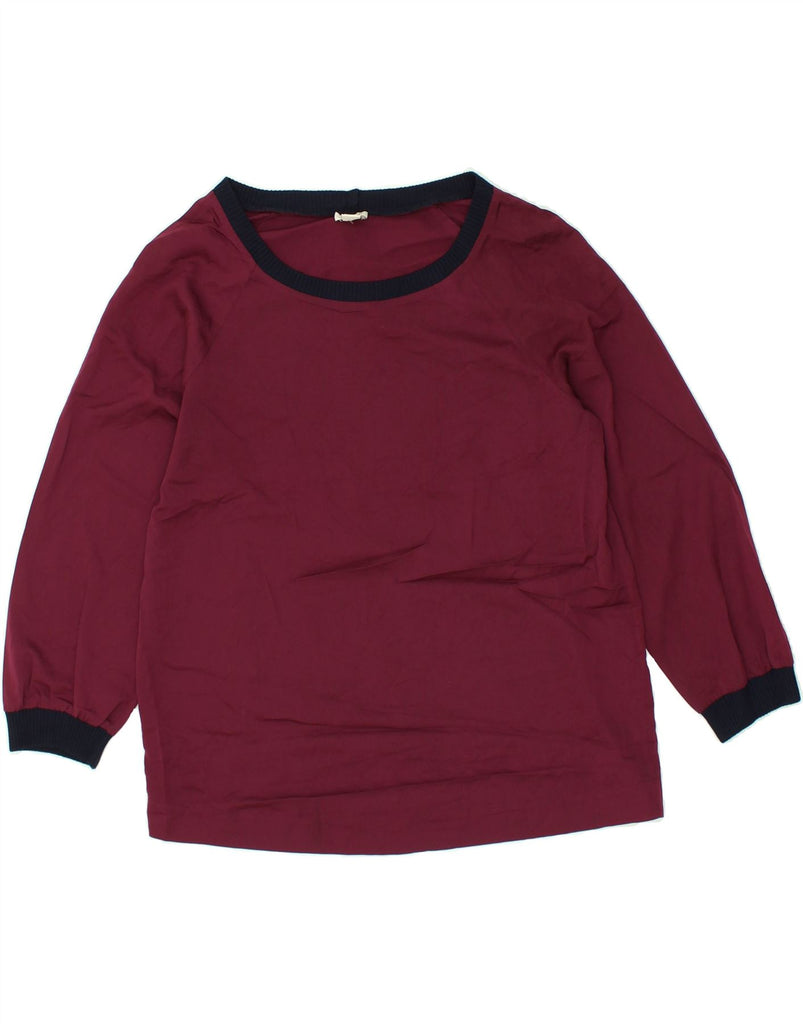 J. CREW Womens Top Long Sleeve UK 14 Medium Burgundy Polyester | Vintage J. Crew | Thrift | Second-Hand J. Crew | Used Clothing | Messina Hembry 