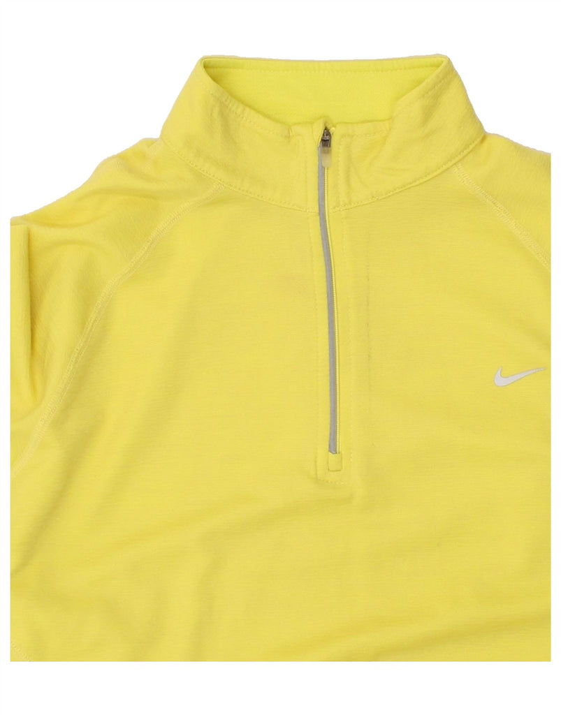 NIKE Womens Dri Fit Zip Neck Pullover Tracksuit Top UK 20/22 XL Yellow | Vintage Nike | Thrift | Second-Hand Nike | Used Clothing | Messina Hembry 