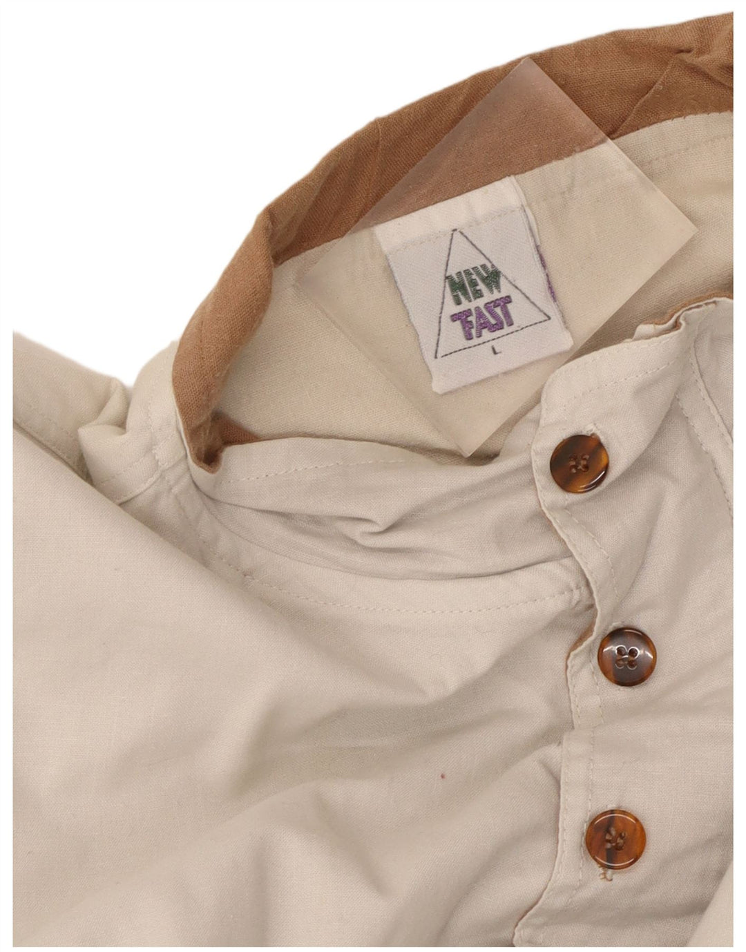 New Fast Mens Button Neck Sweatshirt Jumper Large White Cotton