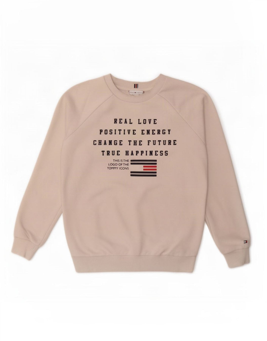 Tommy Hilfiger Mens Graphic Sweatshirt Jumper XS Off White