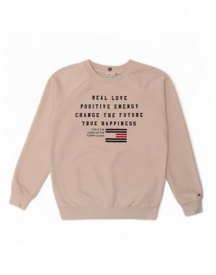 Tommy Hilfiger Mens Graphic Sweatshirt Jumper XS Off White