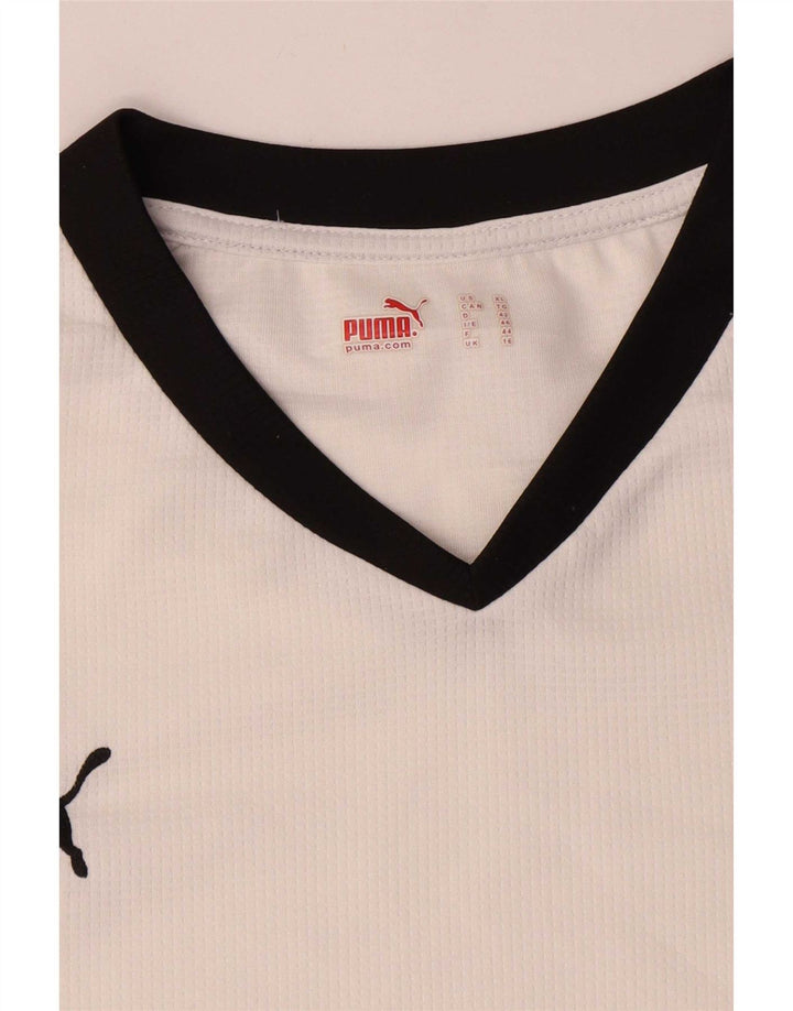 Puma Womens T-Shirt Top UK 16 Large White Colourblock Polyester