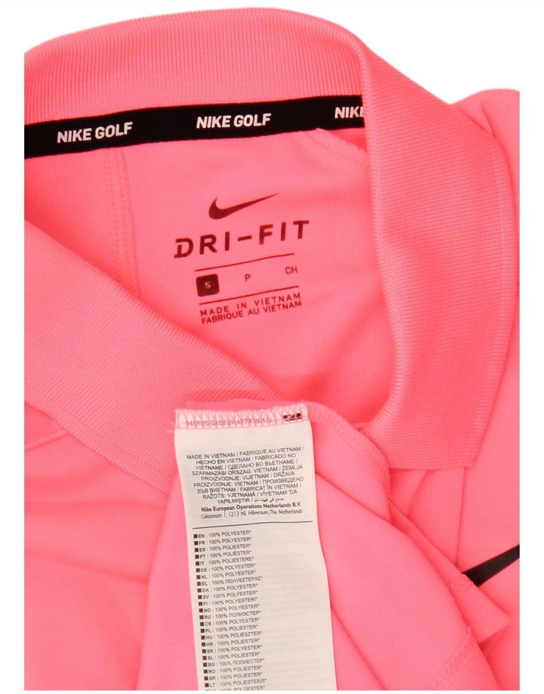 Nike Mens Dri Fit Polo Shirt Small Pink Polyester