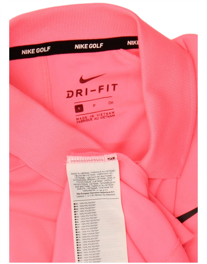 Nike Mens Dri Fit Polo Shirt Small Pink Polyester