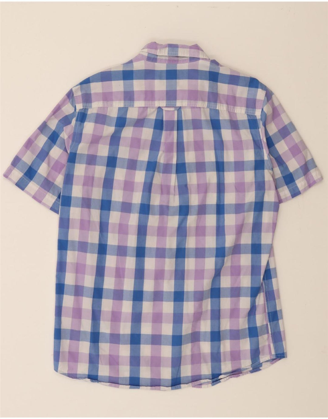 CHAPS Mens Short Sleeve Shirt Medium Purple Check Cotton Vintage Chaps and Second-Hand Chaps from Messina Hembry 