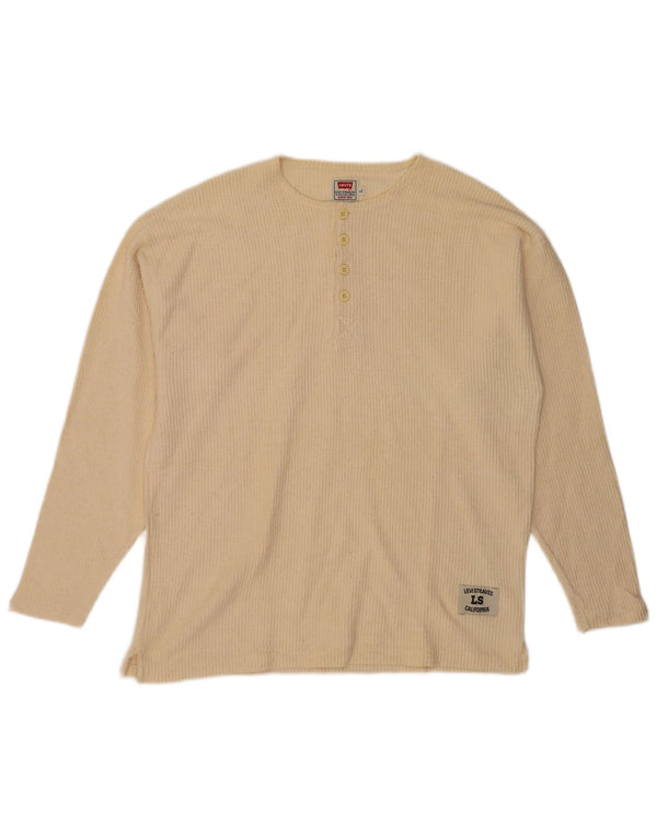 Levi's Mens Top Long Sleeve Large Beige Cotton