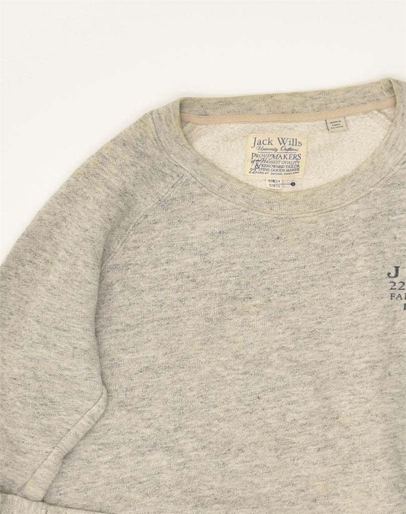 JACK WILLS Womens Sweatshirt Jumper UK 14 Large  Grey Cotton | Vintage Jack Wills | Thrift | Second-Hand Jack Wills | Used Clothing | Messina Hembry 