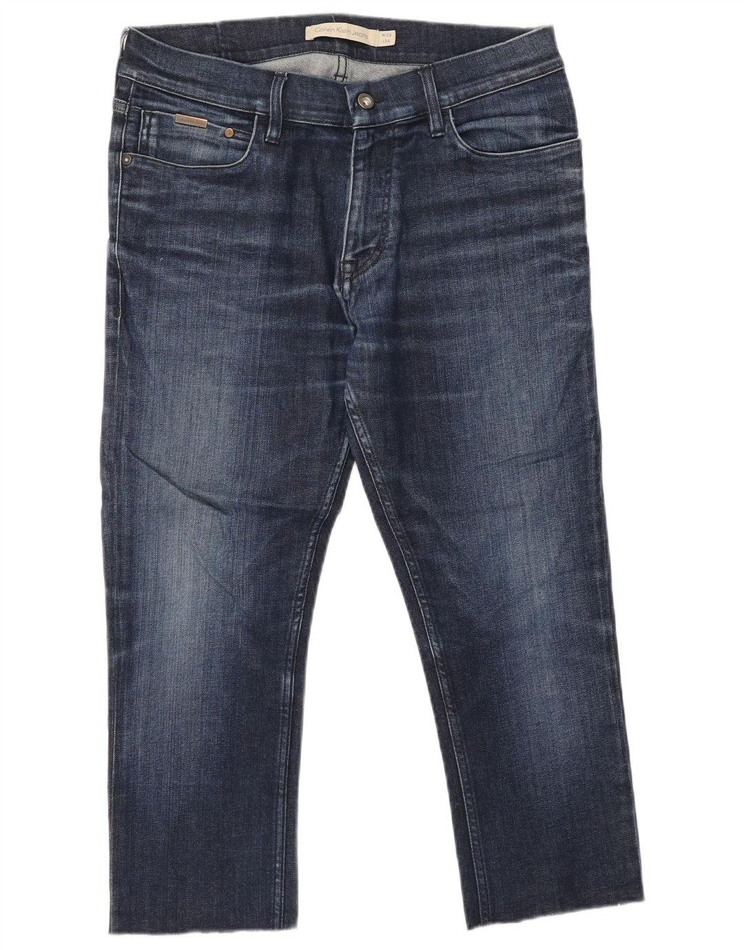 CALVIN KLEIN Mens Cropped Jeans W32 L23 Navy Blue Cotton