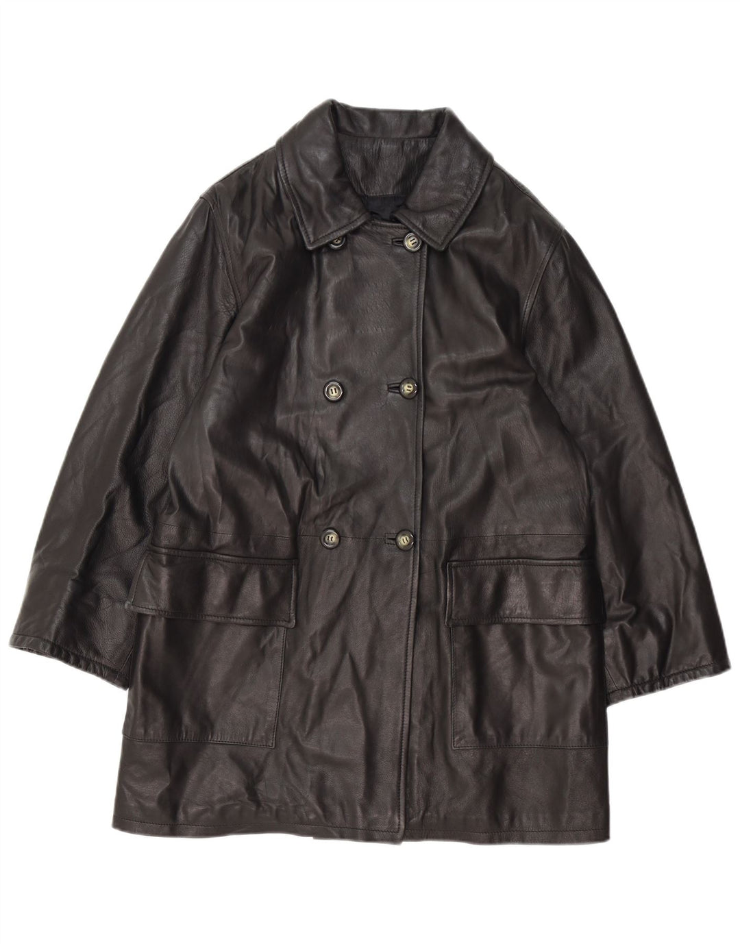 Vintage Womens Oversized Double Breasted Coat IT 42 Medium Black