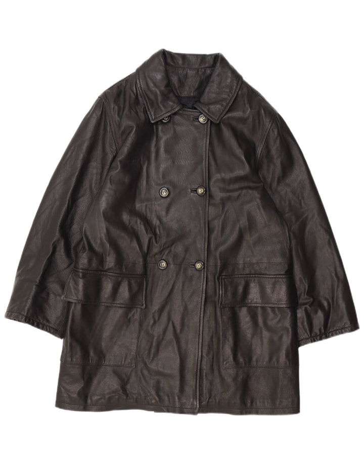 Vintage Womens Oversized Double Breasted Coat IT 42 Medium Black