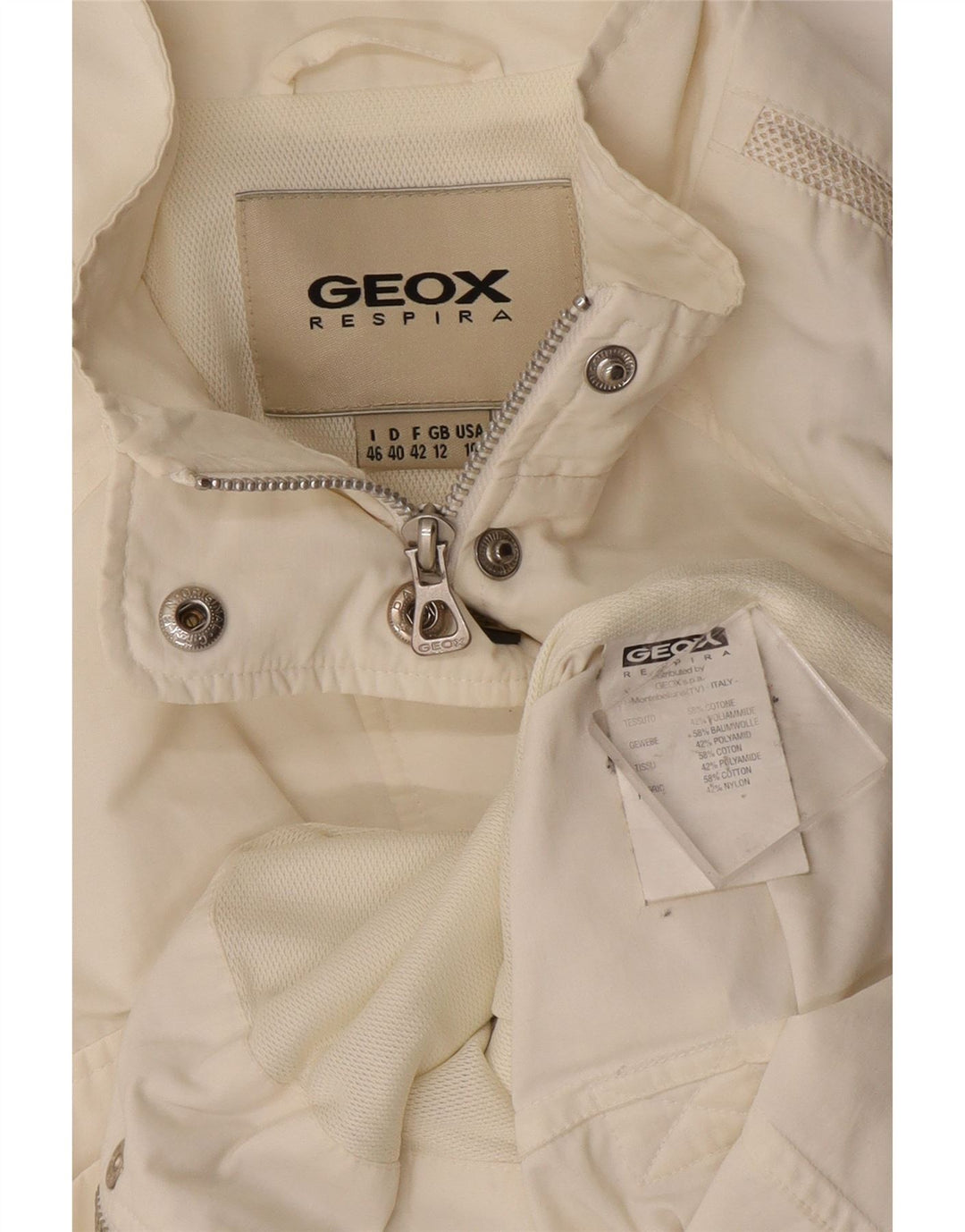 Geox Womens Respira Utility Jacket UK 12 Medium Off White Cotton