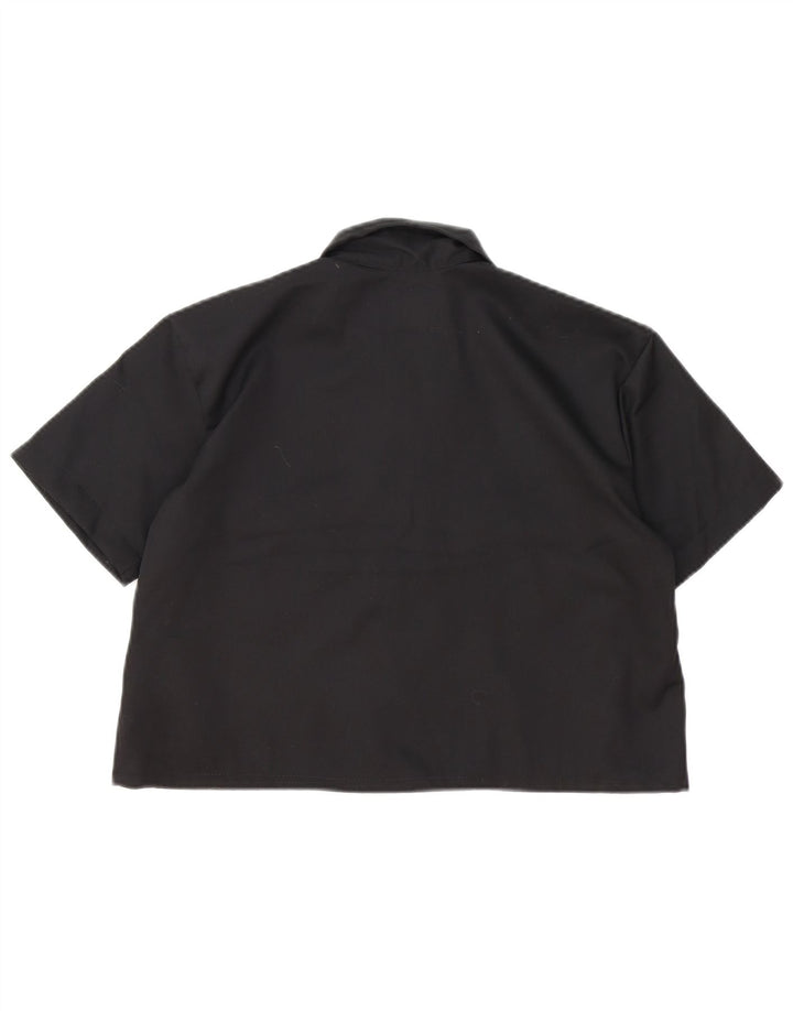 Dickies Womens Oversized Crop Short Sleeve Shirt UK 10 Small Black Cotton