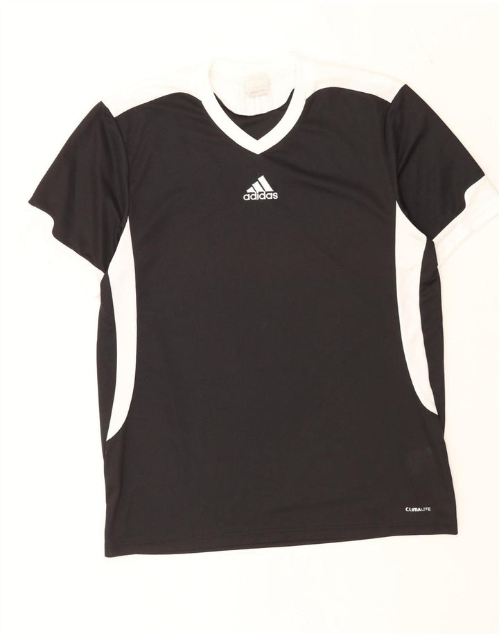 Adidas Mens Climalite T-Shirt Top Medium Black Colourblock Polyester