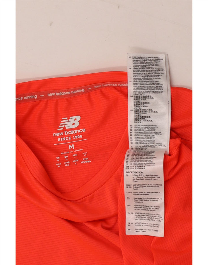 New Balance Mens T-Shirt Top Medium Orange Polyester