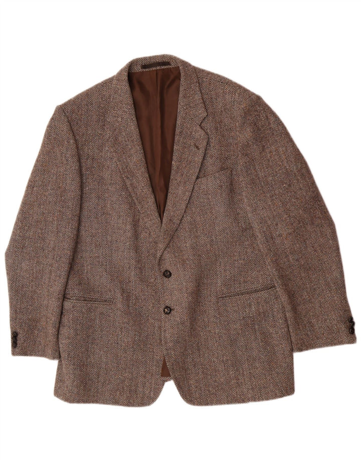 St Michael Mens 2 Button Blazer Jacket UK 38 Medium Brown Herringbone Wool