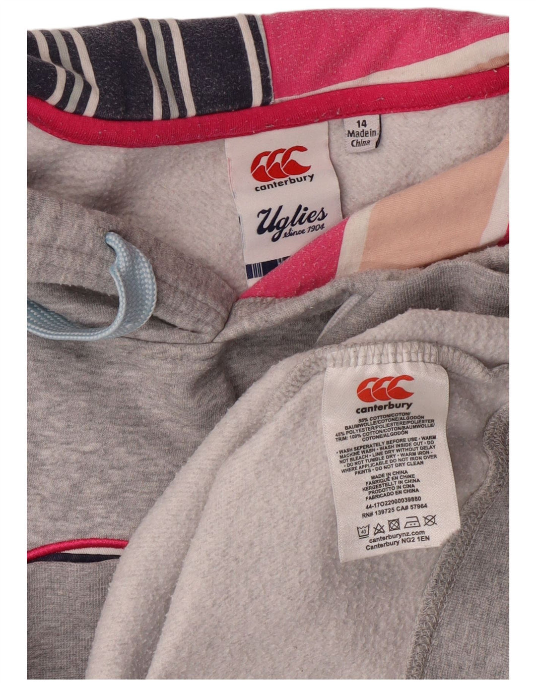 CANTERBURY Womens Graphic Hoodie Jumper UK 14 Large  Grey Cotton