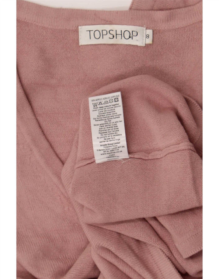 Topshop Womens Top Long Sleeve UK 8 Small Pink Acrylic