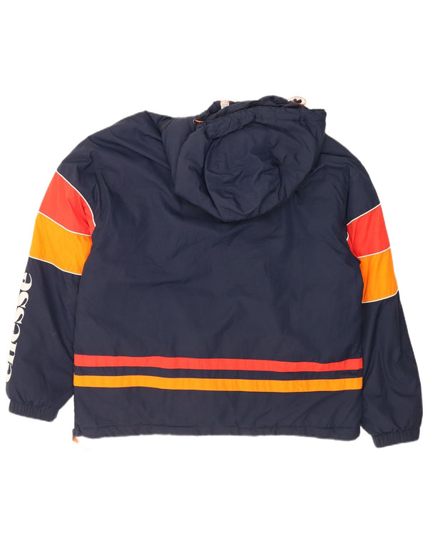 Ellesse Mens Hooded Graphic Anorak Jacket UK 42 XL Navy Blue Colourblock