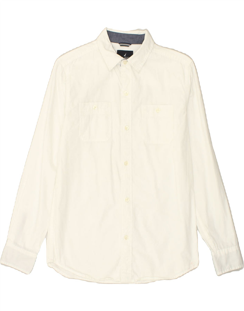 NAUTICA Boys Shirt 14-15 Years Large  White Cotton | Vintage Nautica | Thrift | Second-Hand Nautica | Used Clothing | Messina Hembry 