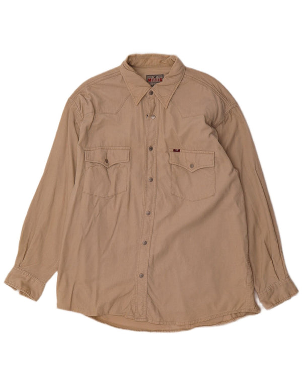 Mustang Mens Corduroy Shirt Large Beige Cotton