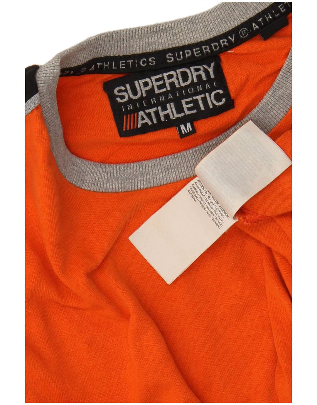 SUPERDRY Mens Graphic T-Shirt Top Medium Orange Colourblock Cotton
