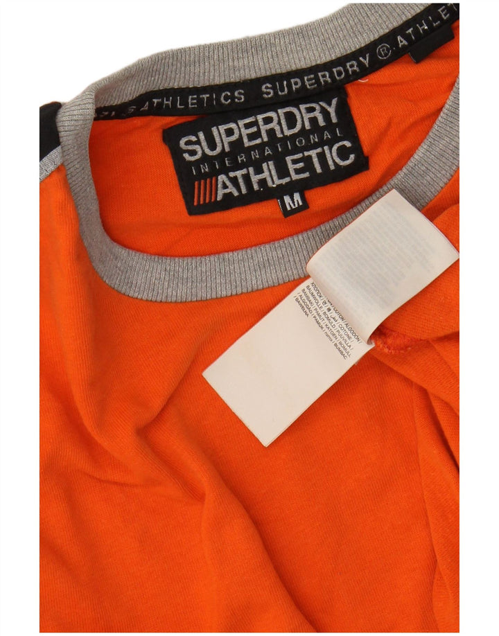 SUPERDRY Mens Graphic T-Shirt Top Medium Orange Colourblock Cotton