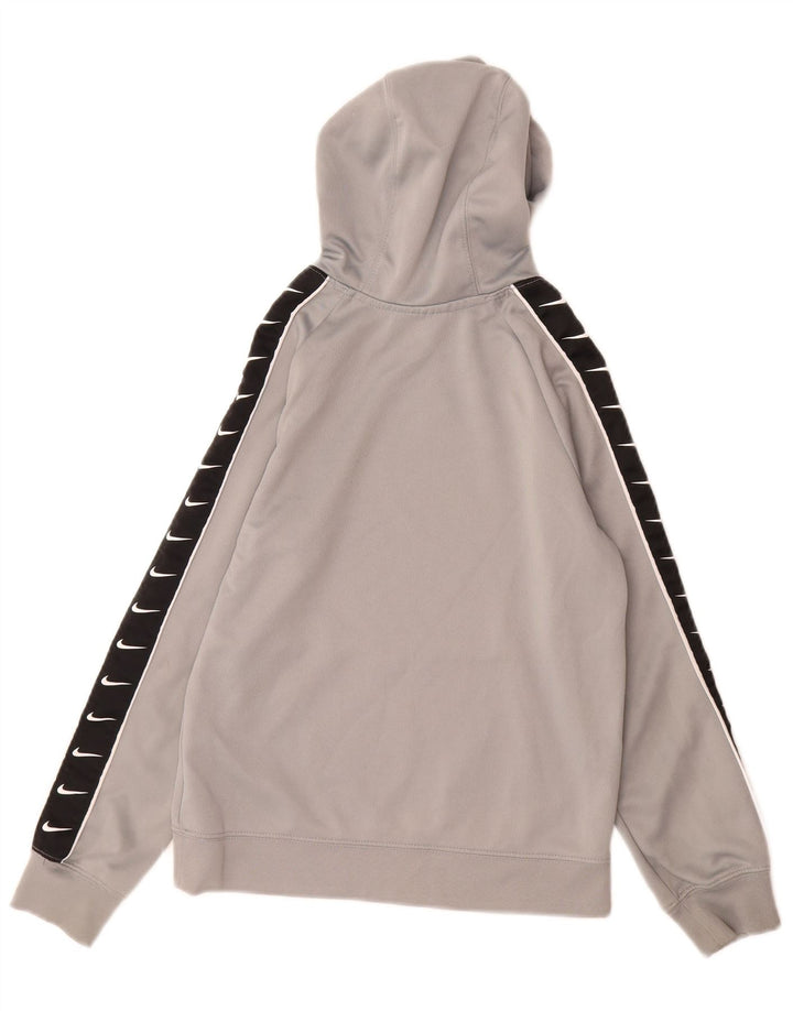 Nike Boys Graphic Hoodie Jumper 8-9 Years Small Grey Colourblock Polyester