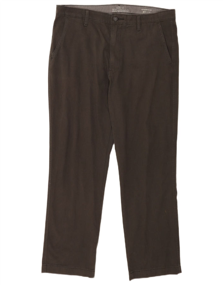 Levi's Mens Straight Chino Trousers W36 L32 Grey Cotton