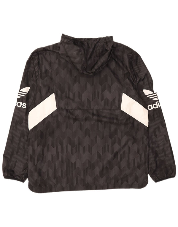 Adidas Mens Graphic Hooded Anorak Jacket UK 42 XL Black Colourblock