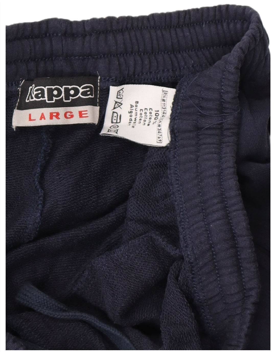 KAPPA Mens Tracksuit Trousers Large Navy Blue Cotton