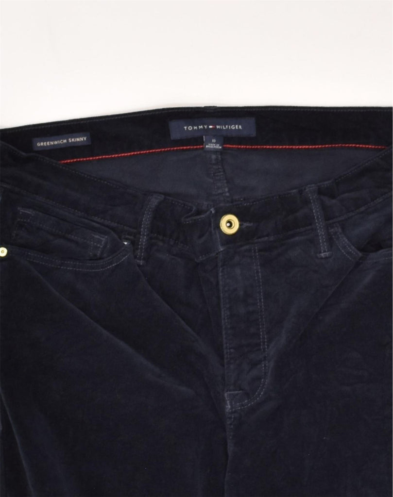 TOMMY HILFIGER Womens Skinny Casual Trousers US 10 Large W34 L29 Navy Blue | Vintage Tommy Hilfiger | Thrift | Second-Hand Tommy Hilfiger | Used Clothing | Messina Hembry 