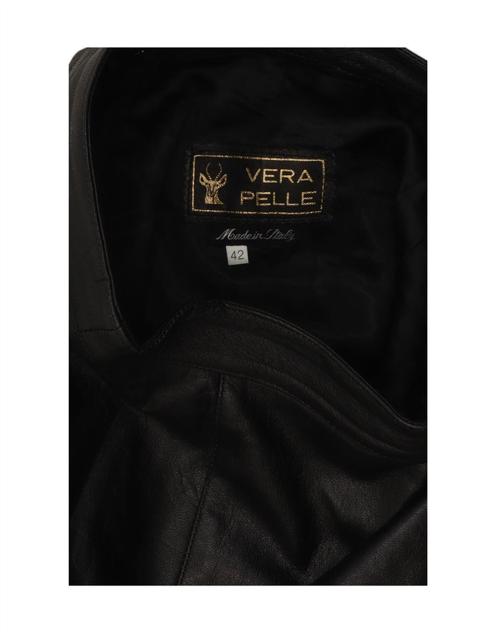 VINTAGE Womens Leather Skirt IT 42 Medium W28  Black Leather Vintage Vintage and Second-Hand Vintage from Messina Hembry 