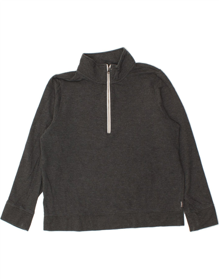 EDDIE BAUER Womens Zip Neck Sweatshirt Jumper UK 16 Large Grey Cotton Vintage Eddie Bauer and Second-Hand Eddie Bauer from Messina Hembry 