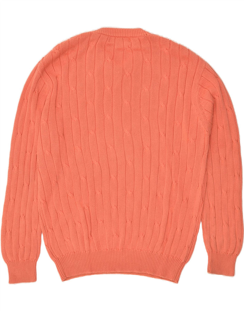 CONTE OF FLORENCE Mens V-Neck Jumper Sweater Large Orange Cotton | Vintage Conte of Florence | Thrift | Second-Hand Conte of Florence | Used Clothing | Messina Hembry 