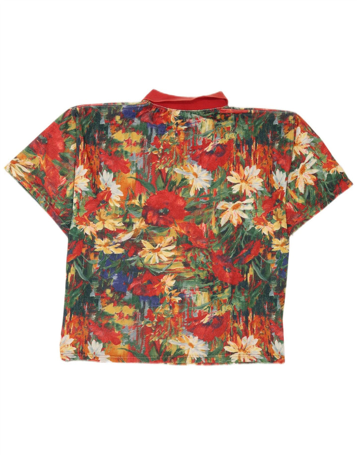 Vintage Mens Polo Shirt XL Multicoloured Floral