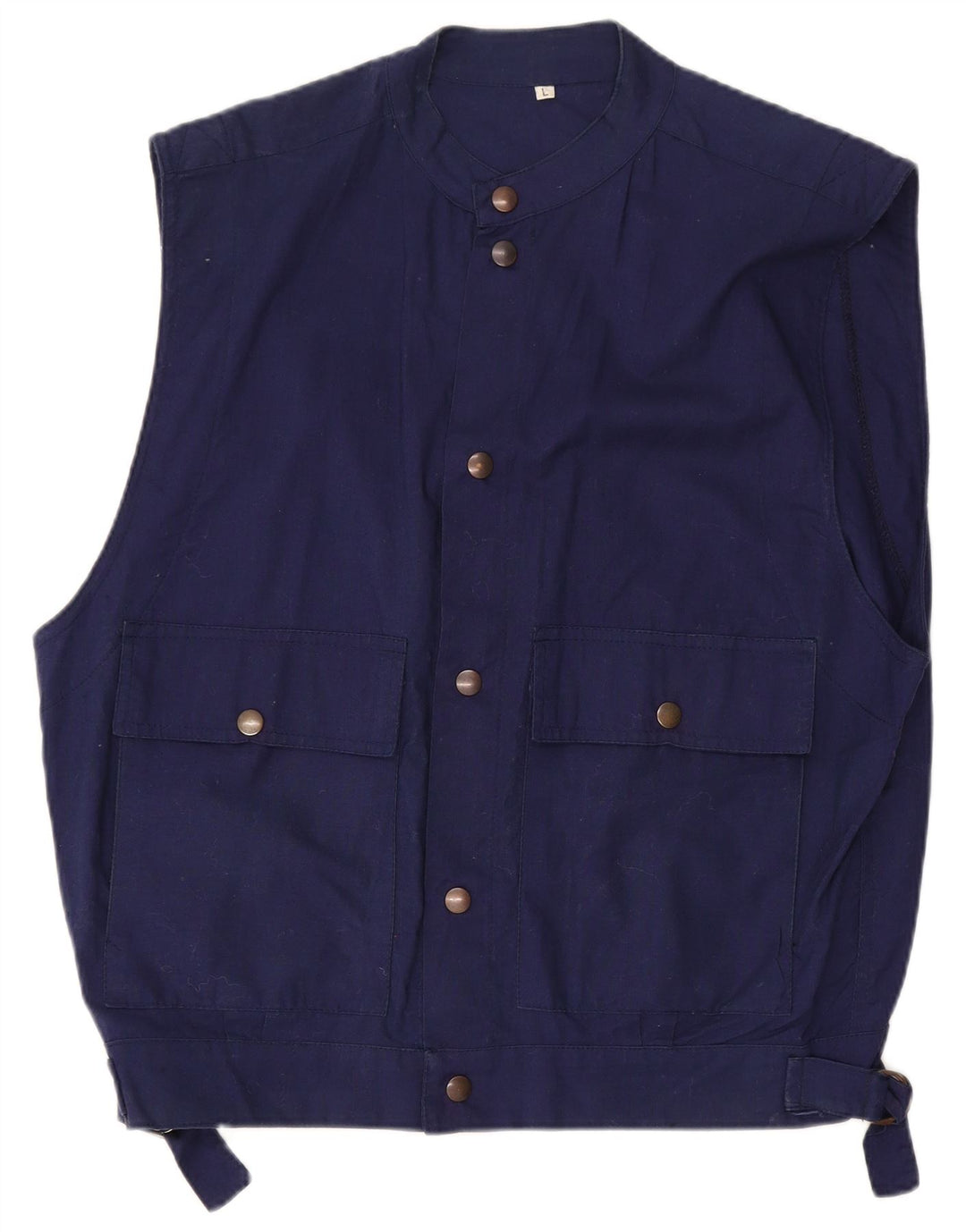 Vintage Mens Gilet UK 40 Large Navy Blue Cotton