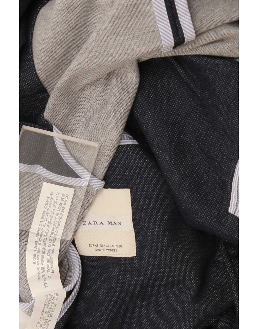 Zara Mens 2 Button Blazer Jacket EU 46 Small Navy Blue Polyester
