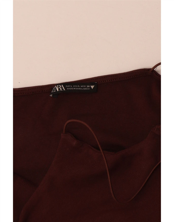 Zara Womens Sundress UK 16 Large Brown Cotton